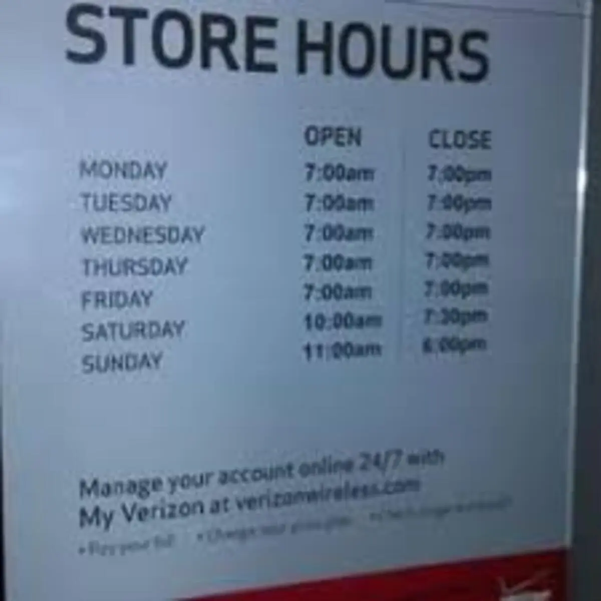 What Time Verizon Close Today